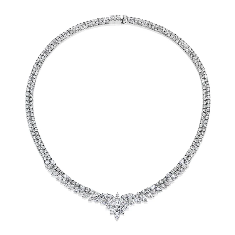 Luxe diamond necklaces-Statement necklace with 27.21 carats* of diamond simulants in sterling silver