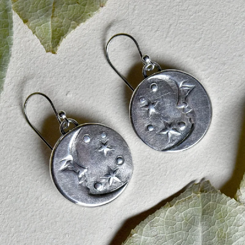 Bear wing earrings-'Luna' Die Struck Silver Earrings