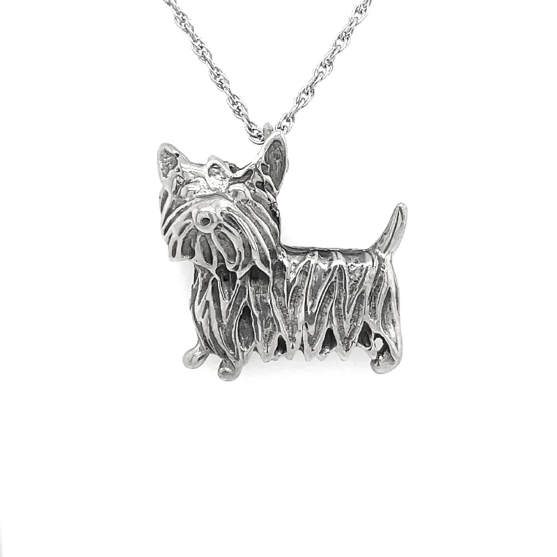 Glossy pearl necklaces-Estate Sterling Silver Scottie Dog Necklace