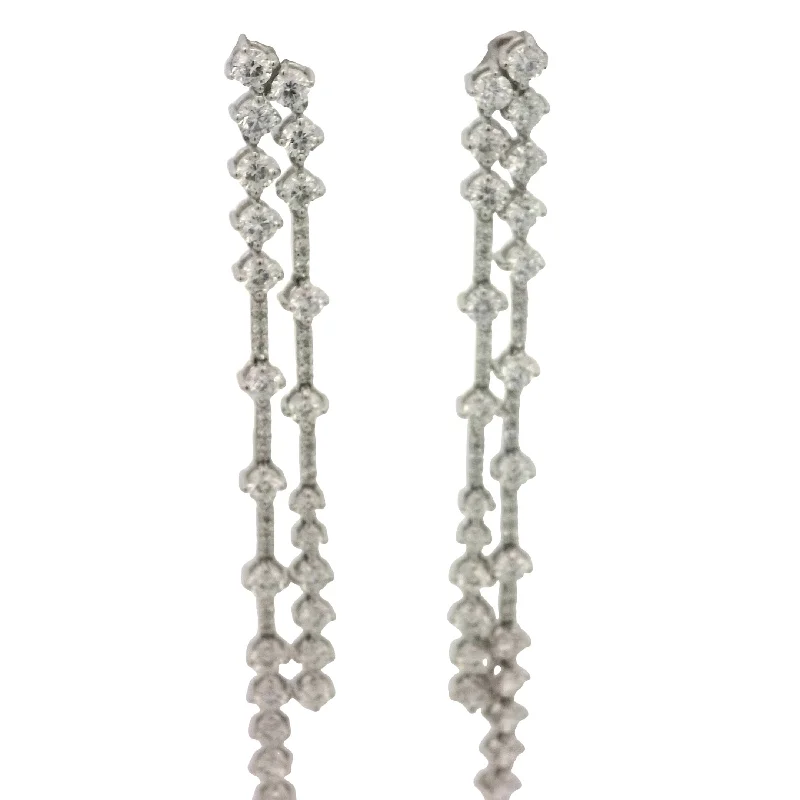 Slim pearl earrings-White 14 Karat Dangle Lab Grown Diamond Earrings