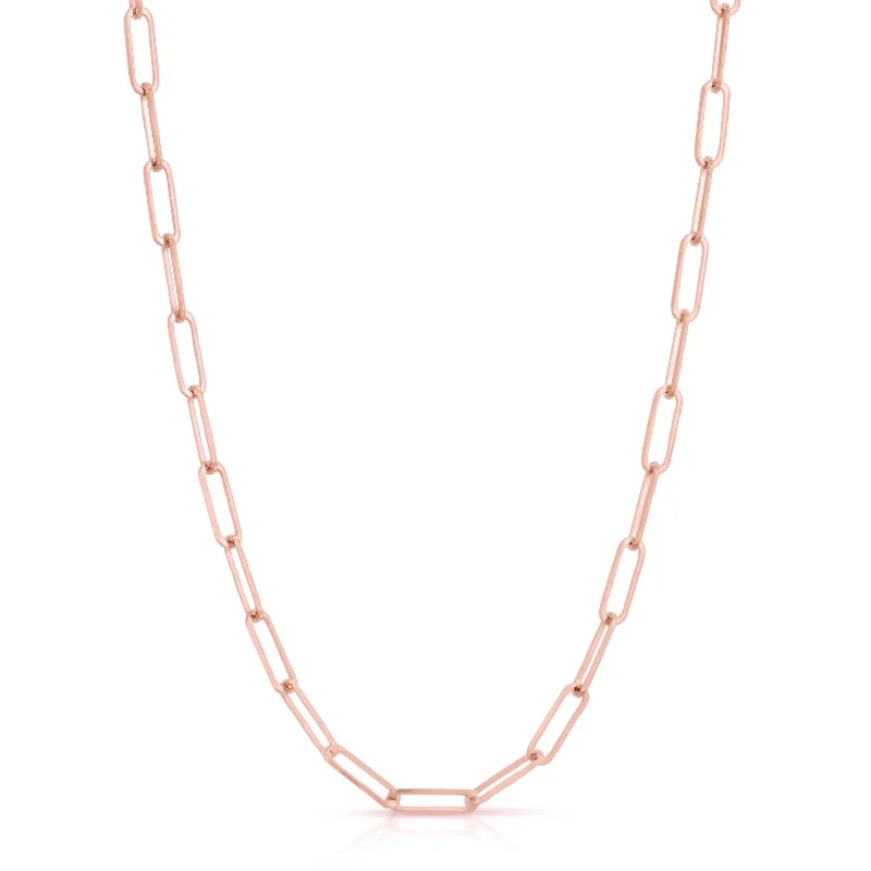 Java style necklaces-14K ROSE GOLD 32-INCH 4MM PAPERCLIP CHAIN NECKLACE