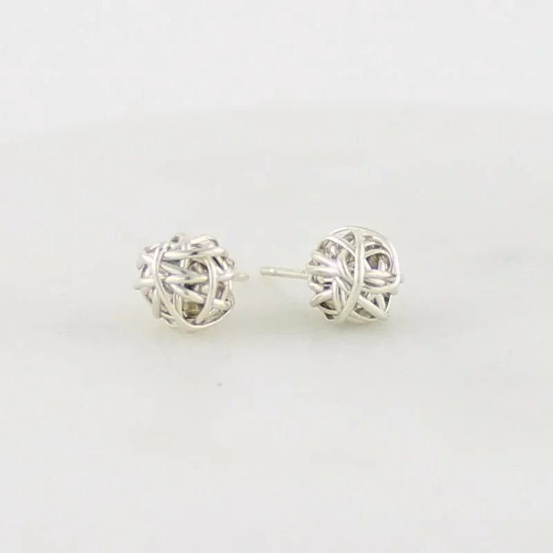 Fine threader earrings-Little Twist Studs