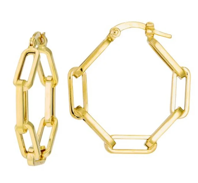 Tiered drop earrings-14 Karat Yellow Medium Hoop Earrings