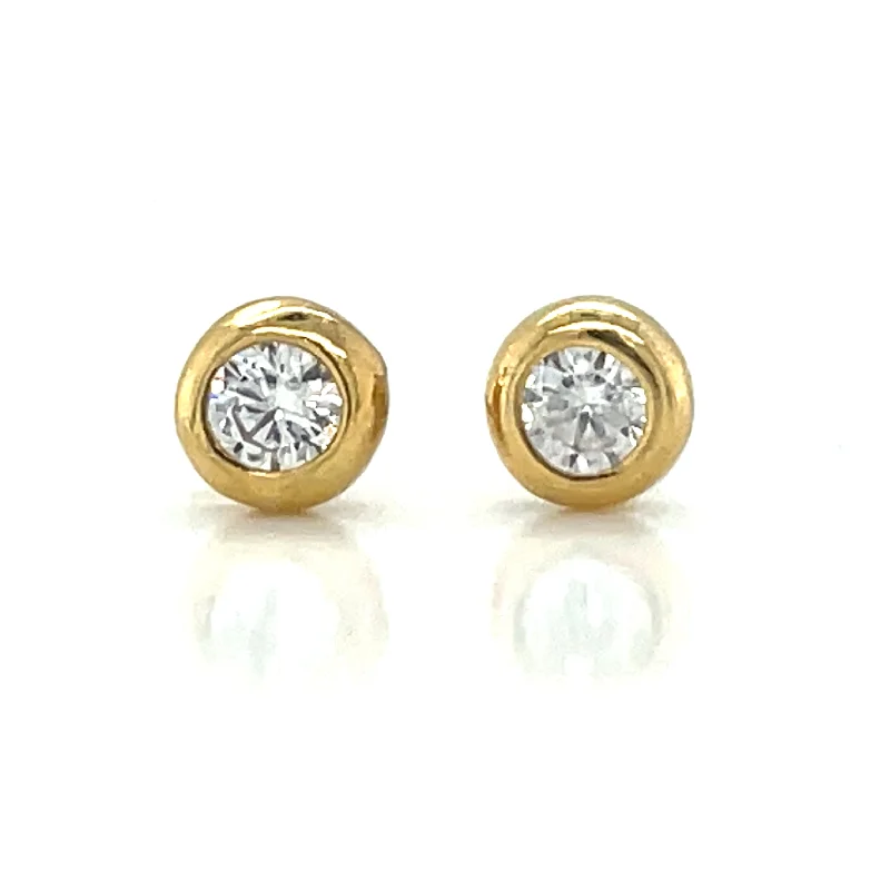 Slim hoop earrings-Golden Bezel Cz Stud Earrings