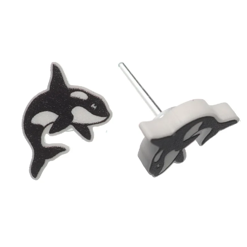 Orca Studs Hypoallergenic Earrings for Sensitive Ears Made with Plastic Posts