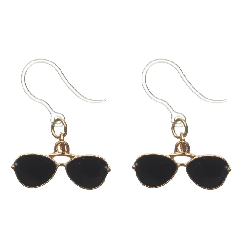 Aviator Sunglasses Dangles Hypoallergenic Earrings for Sensitive Ears Made with Plastic Posts