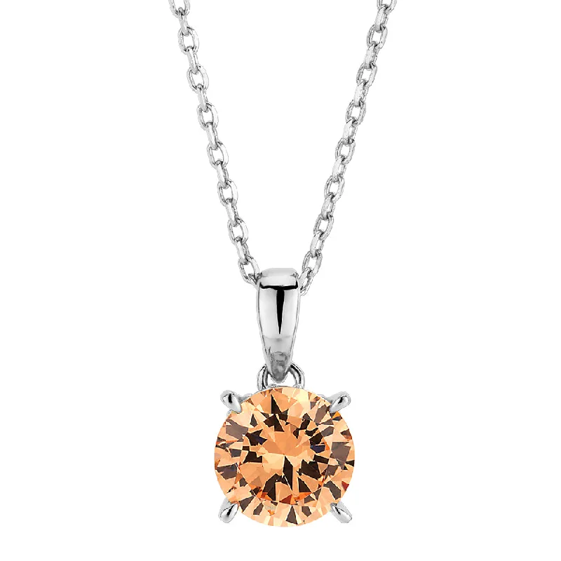 Java style necklaces-Round Brilliant solitaire necklace with 1.34 carats* of diamond simulants in sterling silver