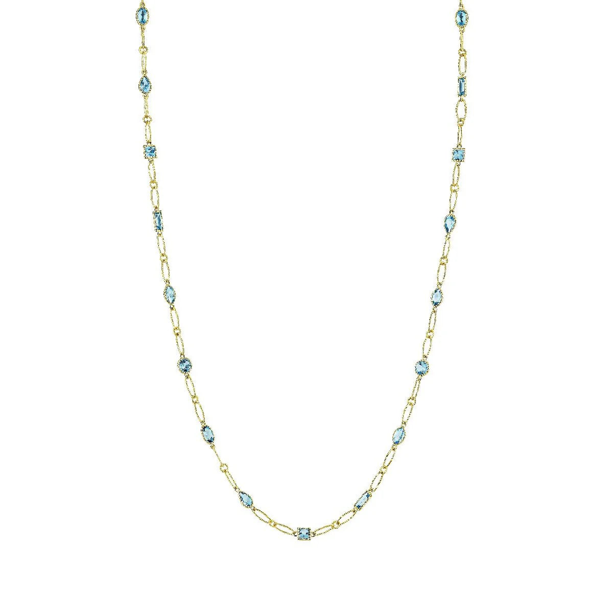 Amethyst pendant necklaces-SLOANE STREET 18K YELLOW GOLD SWISS BLUE TOPAZ NECKLACE