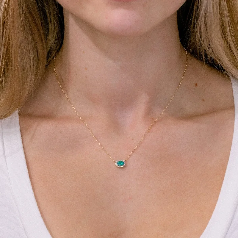 Oval drop necklaces-East West Opal Oval Necklace