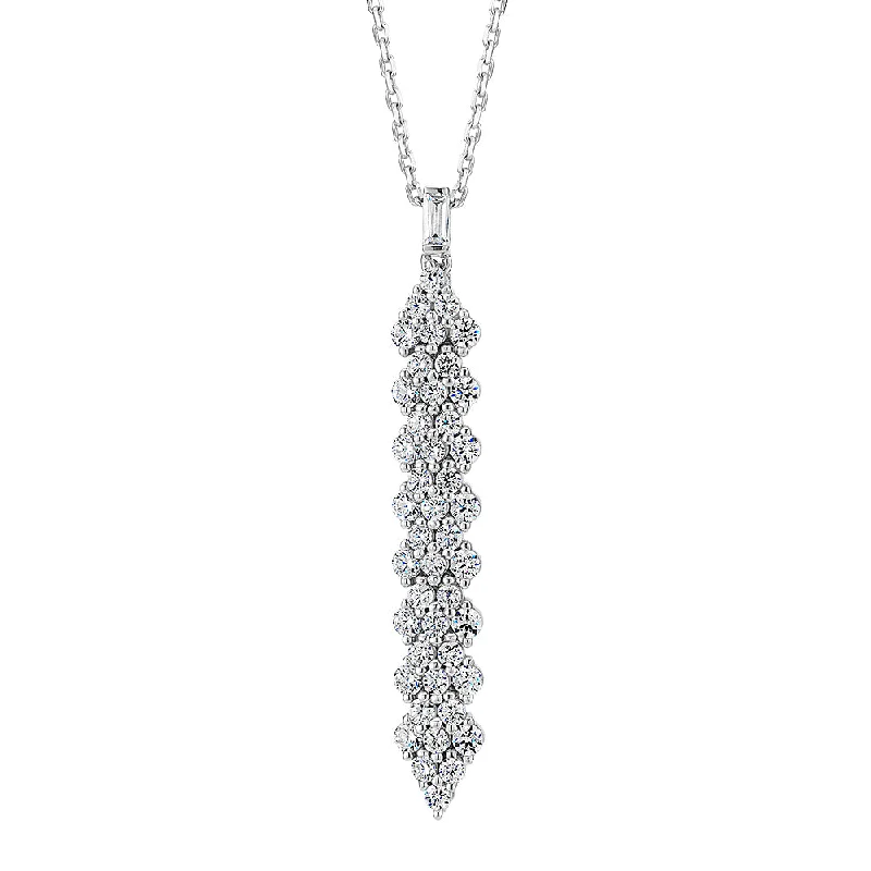 Square shape necklaces-Round Brilliant drop necklace with 0.84 carats* of diamond simulants in sterling silver