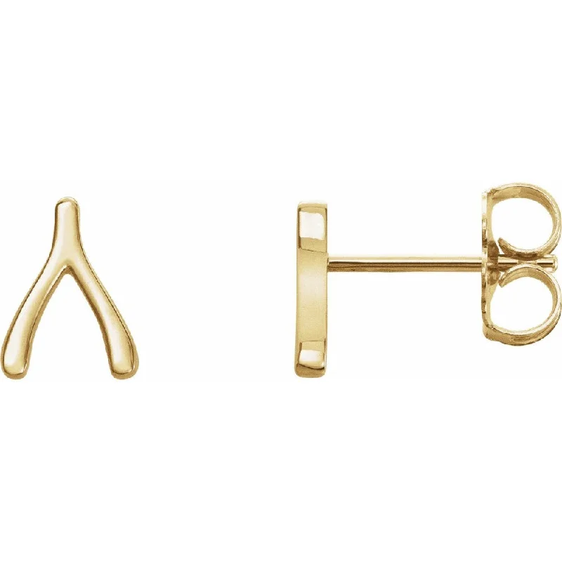 Pink gold earrings-14k Wishbone Earrings