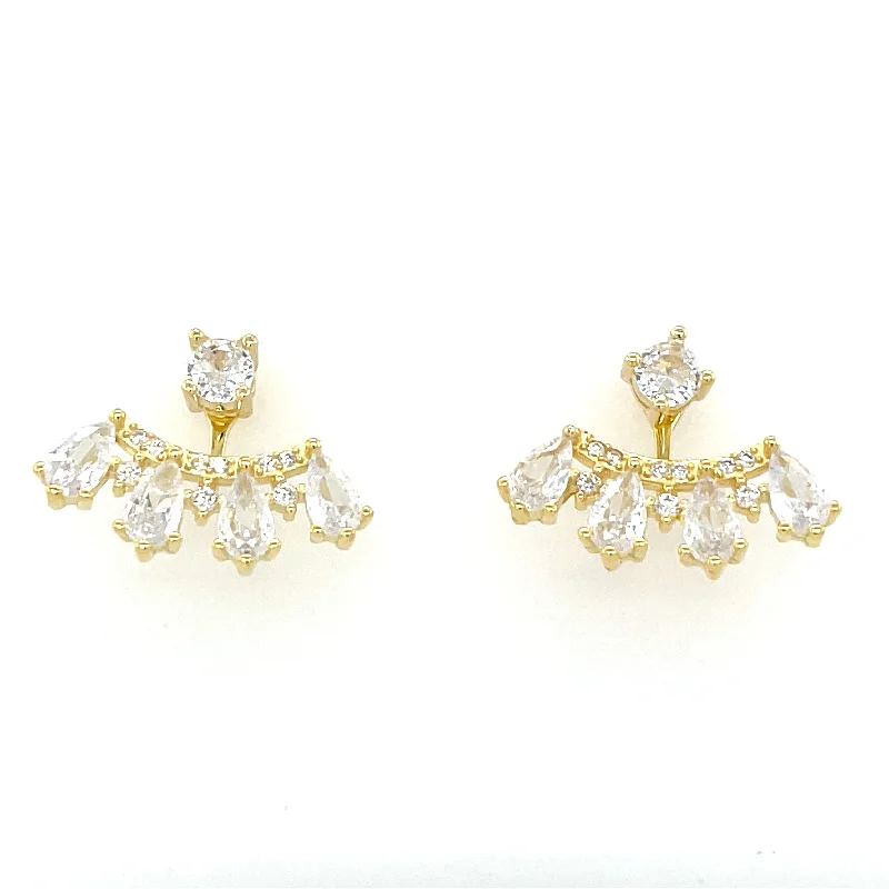 Ruby stud earrings-Golden Cz Glam Peekaboo Stud Earrings