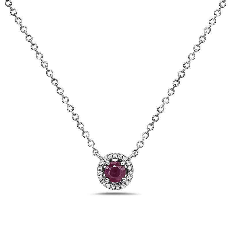 Mist glass necklaces-Ruby And Diamond Halo Necklace