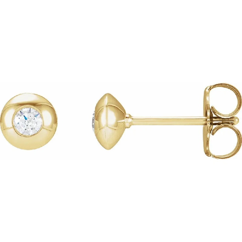 Slim pearl earrings-14k Domed Diamond Studs