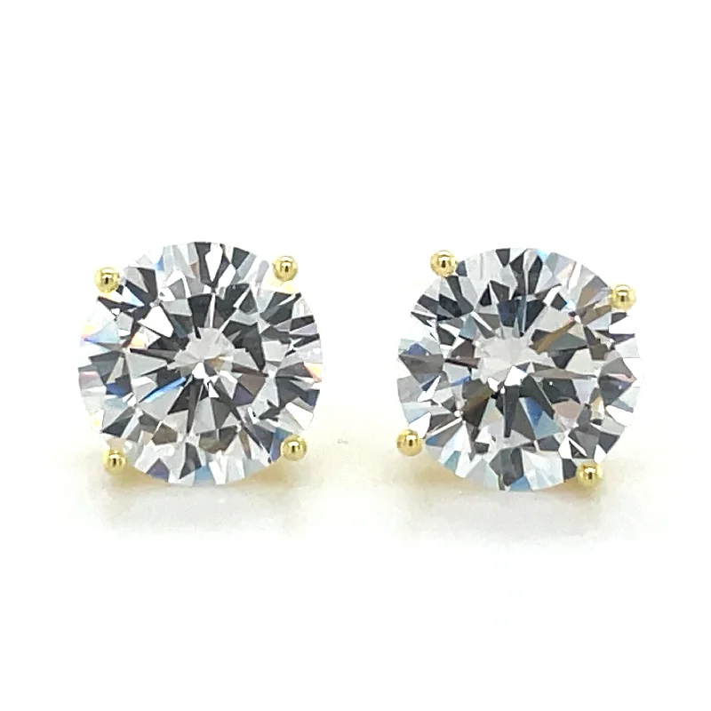 Sapphire stud earrings-Golden Four Claw Cz Stud Earrings