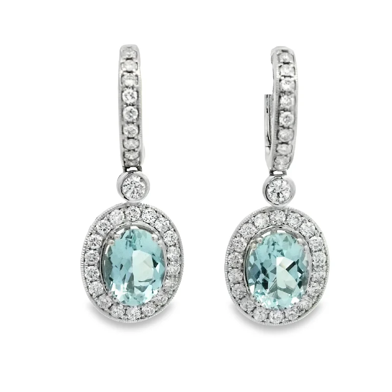 Pure star earrings-14 Karat White Aquas Gemstone Earrings