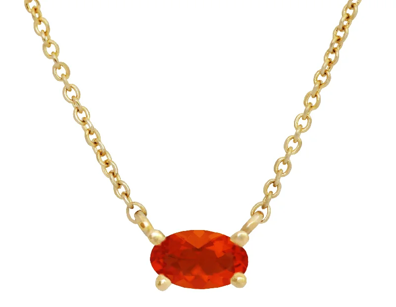 Full moon necklaces-Oval Fire Opal & Gold Necklace