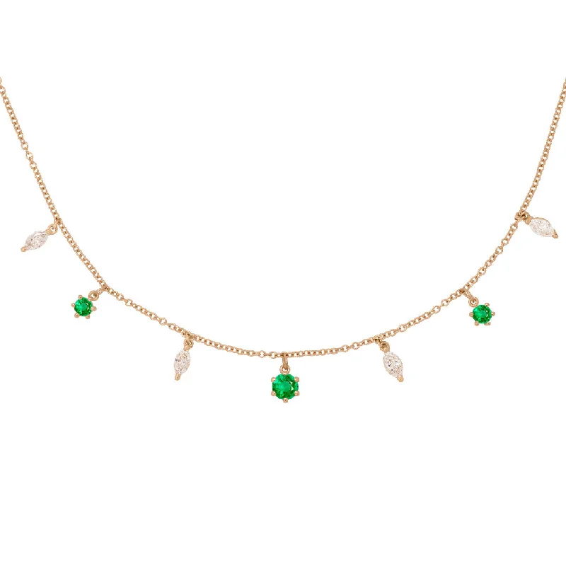 Bright name necklaces-Demeter Marquise Fringe Necklace, 7 Charm, Emerald