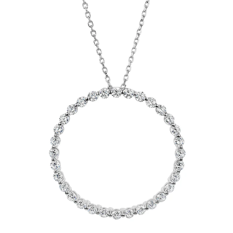 Lasso-style necklaces-Round Brilliant necklace with 1.2 carats* of diamond simulants in sterling silver