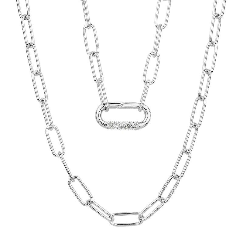 Oval gem necklaces-Necklace with 0.72 carats* of Round Brilliant diamond simulants in sterling silver