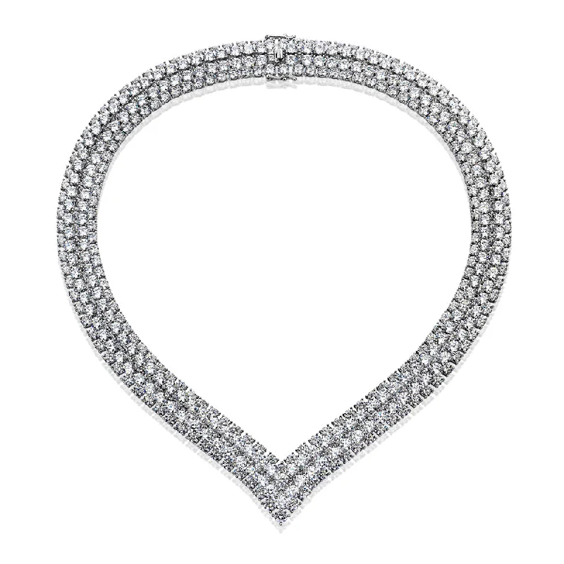 Ethnic beaded necklaces-Statement necklace with 196.51 carats* of diamond simulants in sterling silver