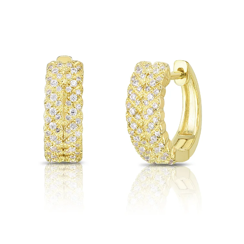 Edwardian style earrings-14 Karat Yellow Huggie Diamonds Earrings