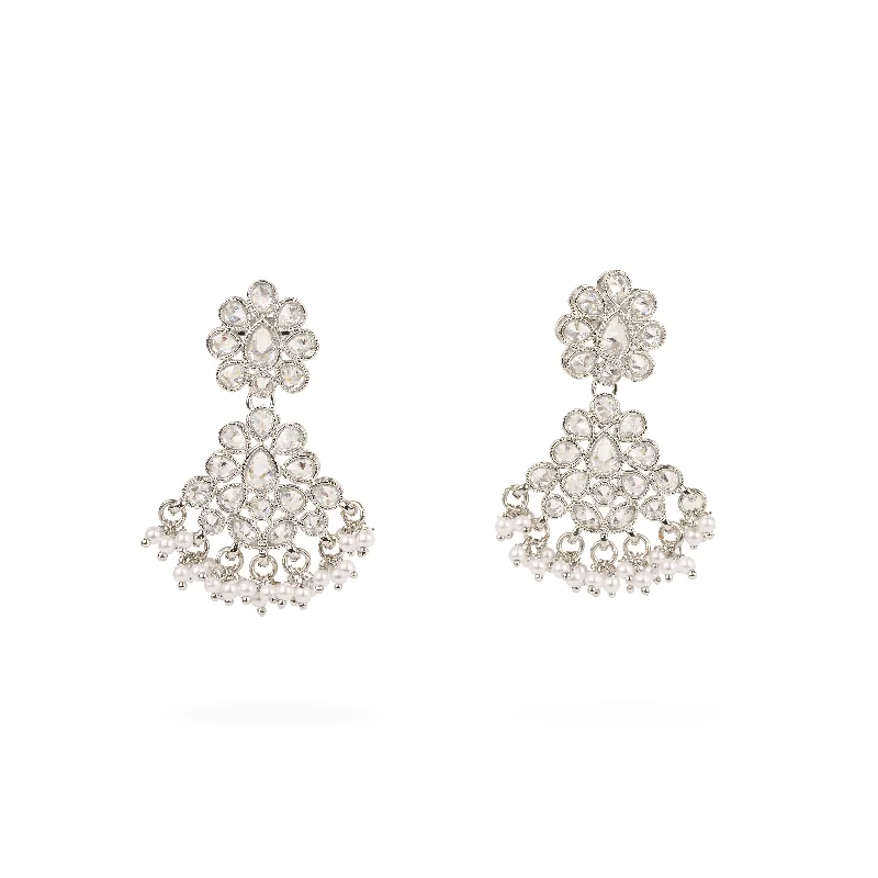 Small dot earrings-Mehak Small Drop Earrings in Rhodium