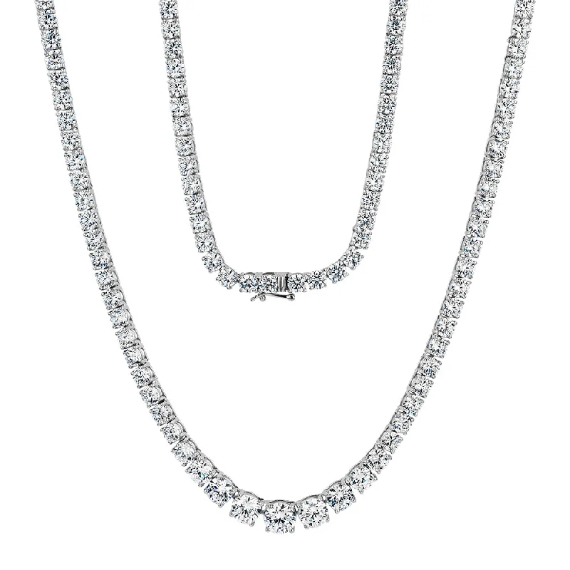 Lasso-style necklaces-Round Brilliant tennis necklace with 29.92 carats* of diamond simulants in 10 carat white gold