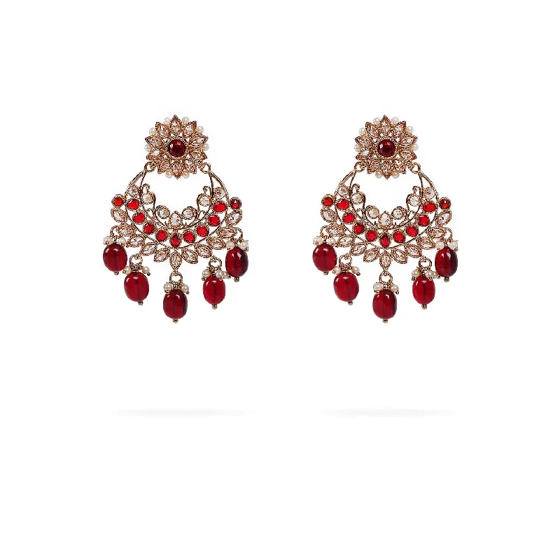 Java tile earrings-Shibani Chandbali Earrings in Maroon