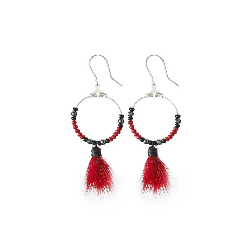 Stone weave earrings-ANUK earrings, small, red