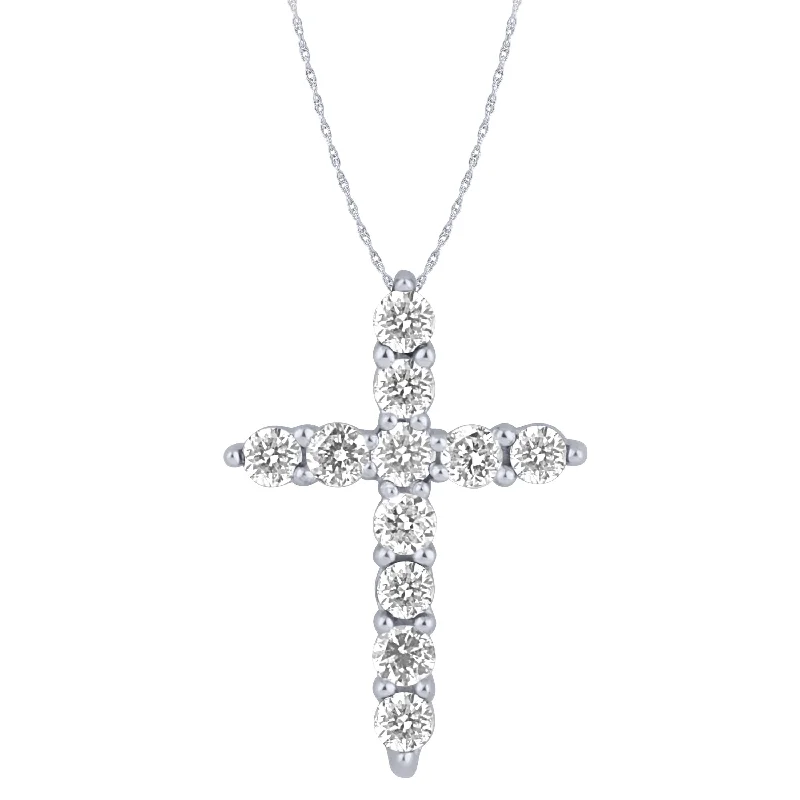 Slanted design necklaces-Sterling Silver 1/4Ctw Dia Cross Pendant