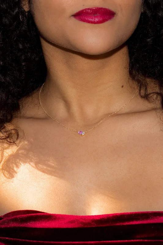 Mystic eye necklaces-Pink Sapphire & Diamond Toi Et Moi Necklace