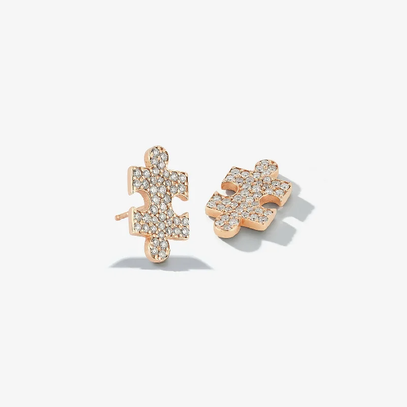 Morganite earrings-Small Dia Puzzle II Studs