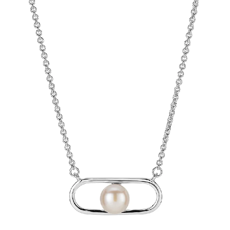 Square shape necklaces-Cultured freshwater pearl necklace in sterling silver