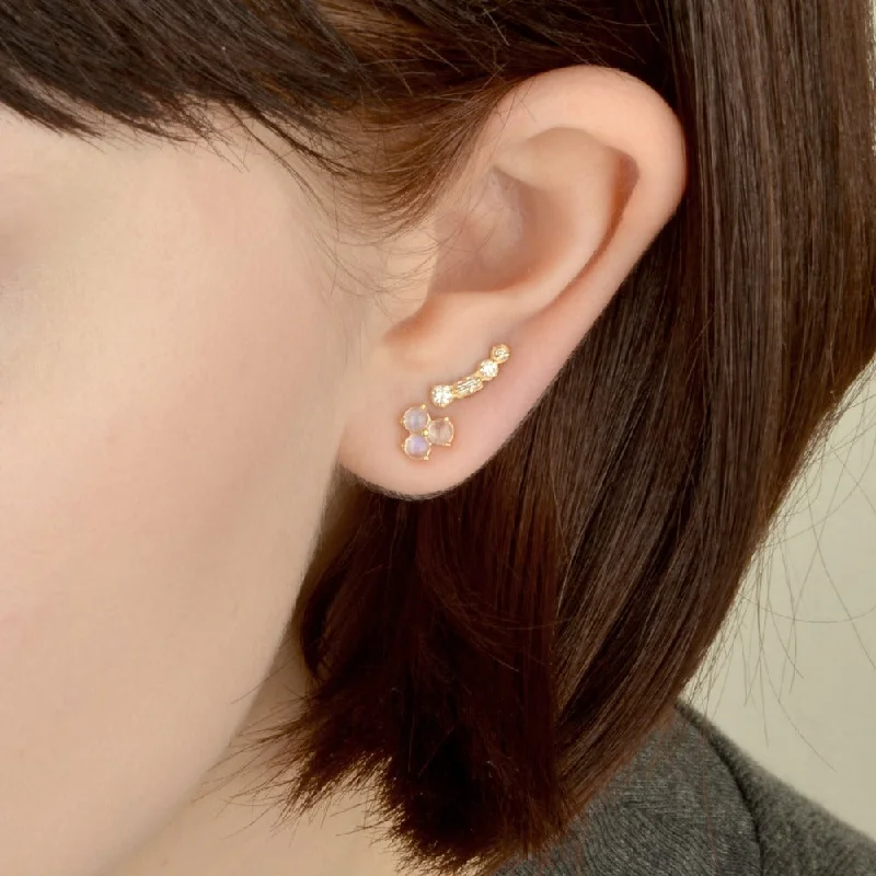 Two-tone earrings-4-Stone Round & Baguette Diamond Climber Earrings