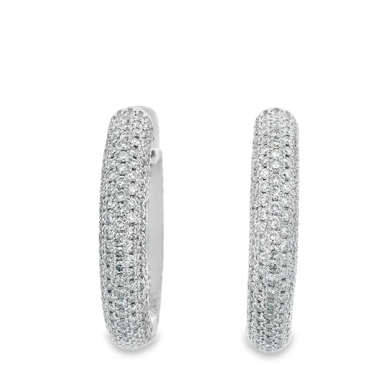 Slim hoop earrings-Lab Grown Diamond Earring