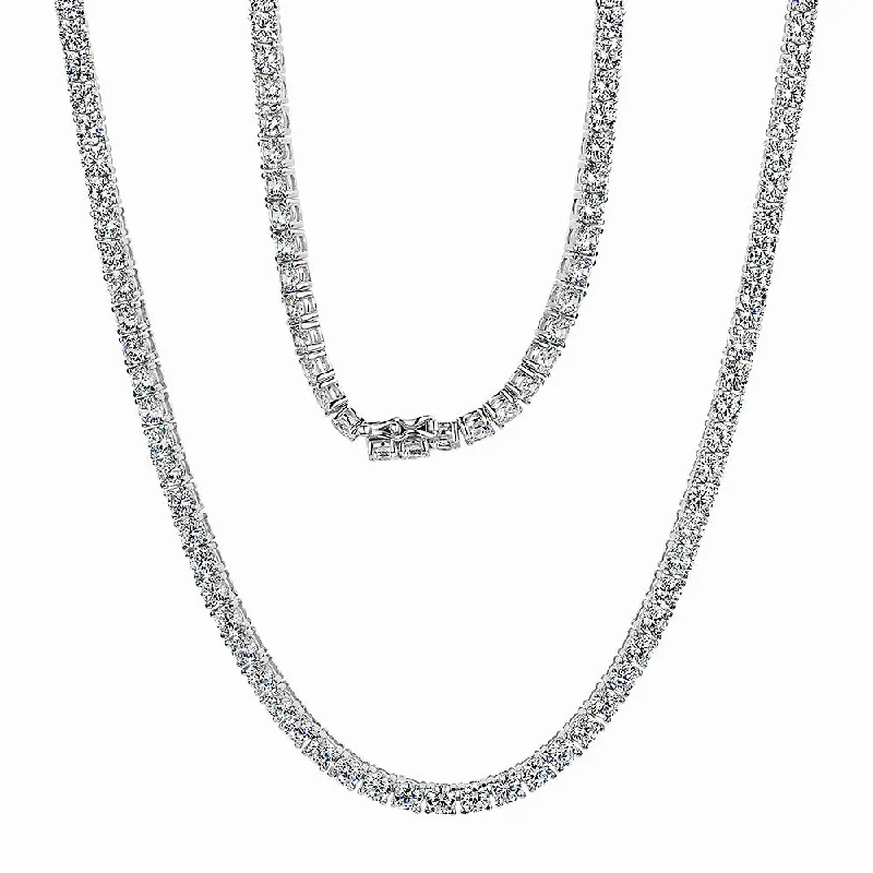 Fiber braid necklaces-Round Brilliant necklace with 23.25 carats* of diamond simulants in sterling silver