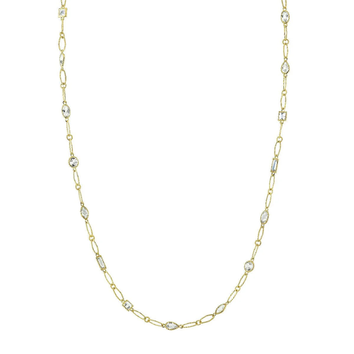 Onyx stone necklaces-SLOANE STREET 18K YELLOW GOLD MIXED CUT WHITE TOPAZ NECKLACE