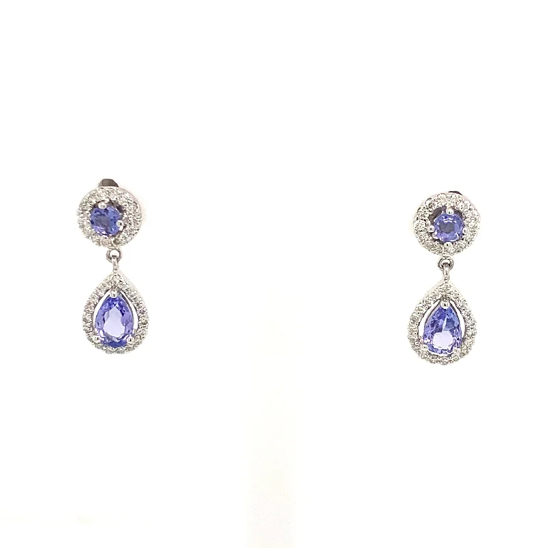 Reed style earrings-14 Karat White Tanzanites Gemstone Earrings