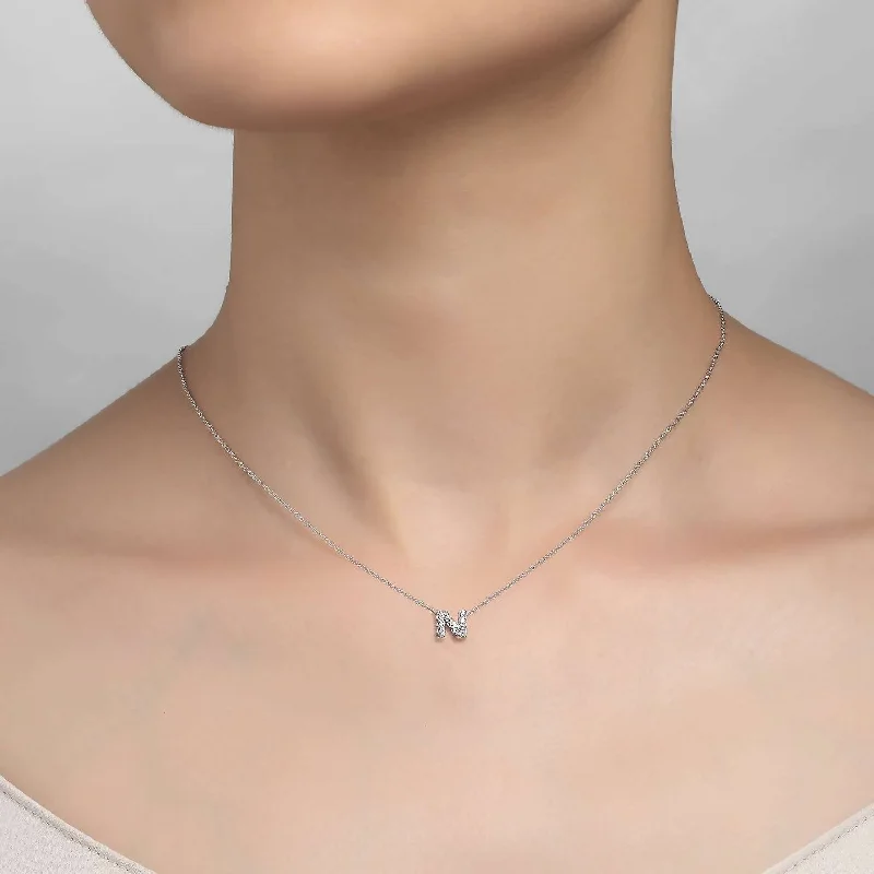 Slanted design necklaces-Letter N Pendant Necklace In Silver