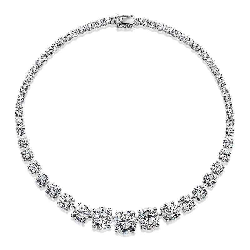 Square shape necklaces-Statement necklace with 22.59 carats* of diamond simulants in sterling silver