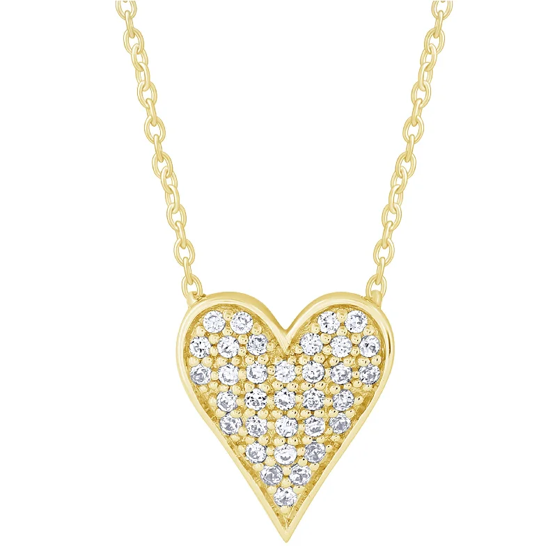 Spinel necklaces-14K Yellow Gold 0.13Ctw Pava Heart Neckalce