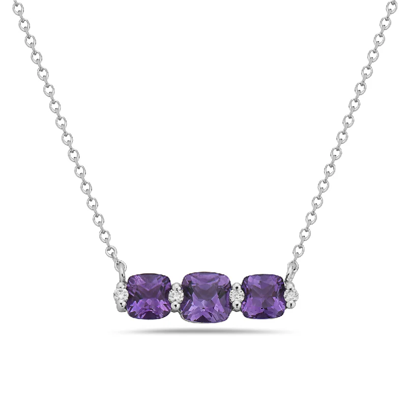 Hemp braid necklaces-Amethyst And Diamond Halo Necklace