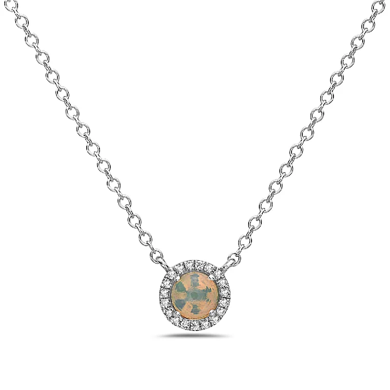 Old medallion necklaces-Opal And Diamond Halo Necklace