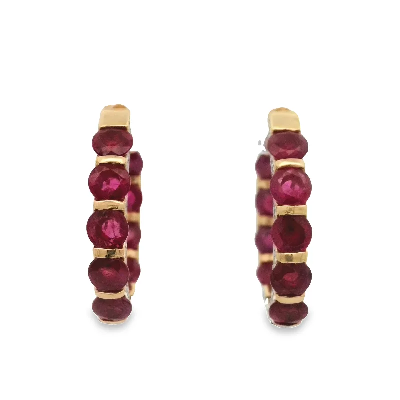 Slim wing earrings-14 Karat Yellow Rubies Gemstone Earrings