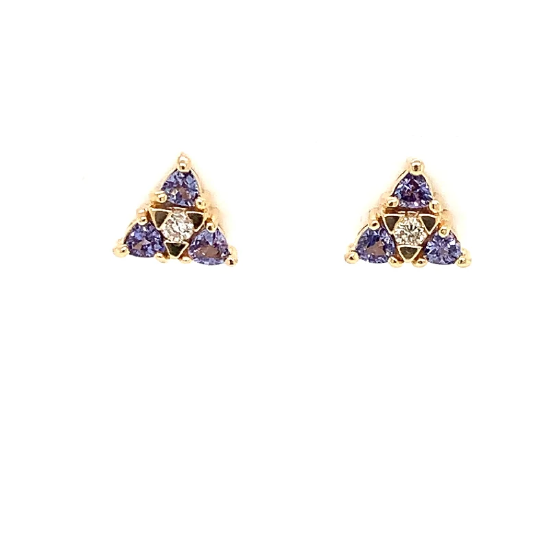 Oak wood earrings-14 Karat Yellow Tanzanites Gemstone Earrings