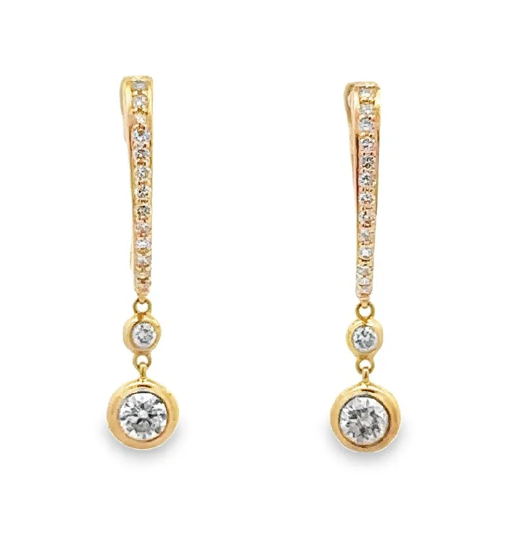 Petal hoop earrings-14 Karat Yellow Small Hoop Diamonds Earrings