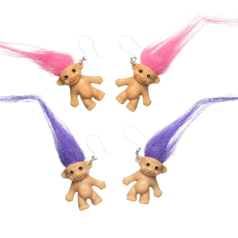 Exaggerated Troll Dangles Hypoallergenic Earrings for Sensitive Ears Made with Plastic Posts