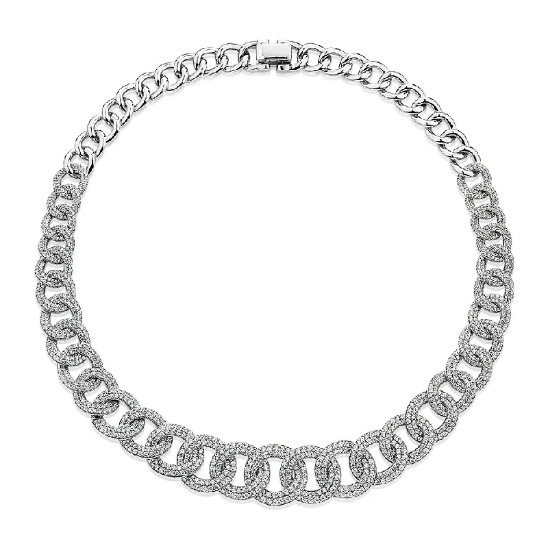 Engraved monogram necklaces-Statement necklace with 21.07 carats* of diamond simulants in sterling silver