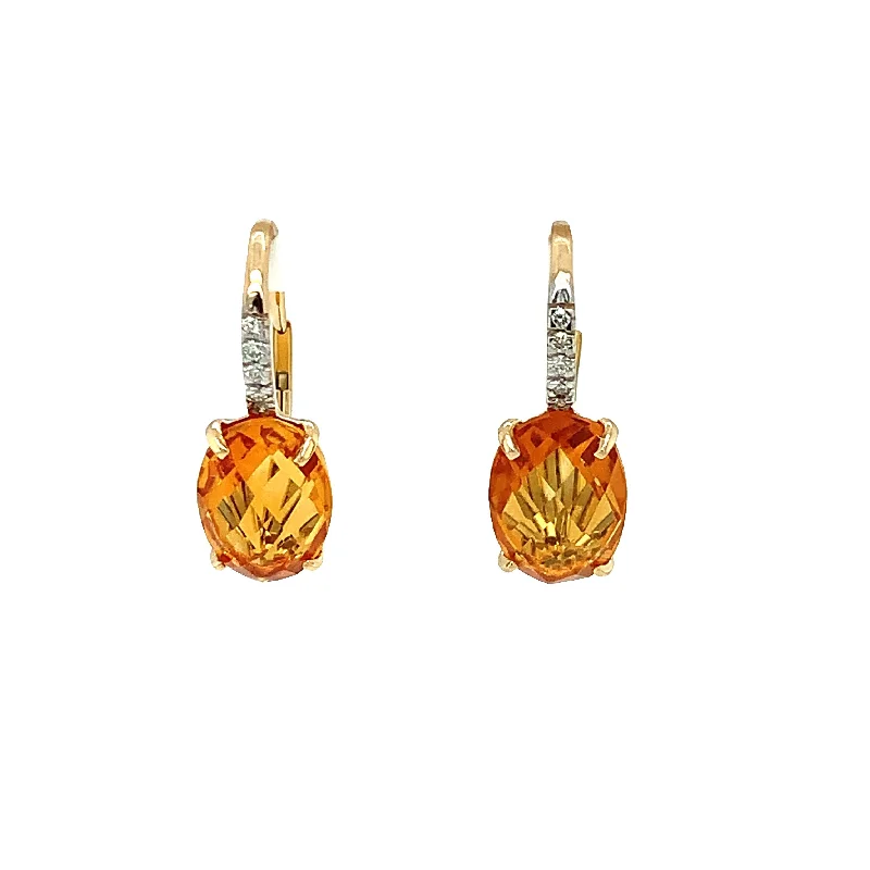 Pure crystal earrings-14 Karat Yellow Citrines Gemstone Earrings